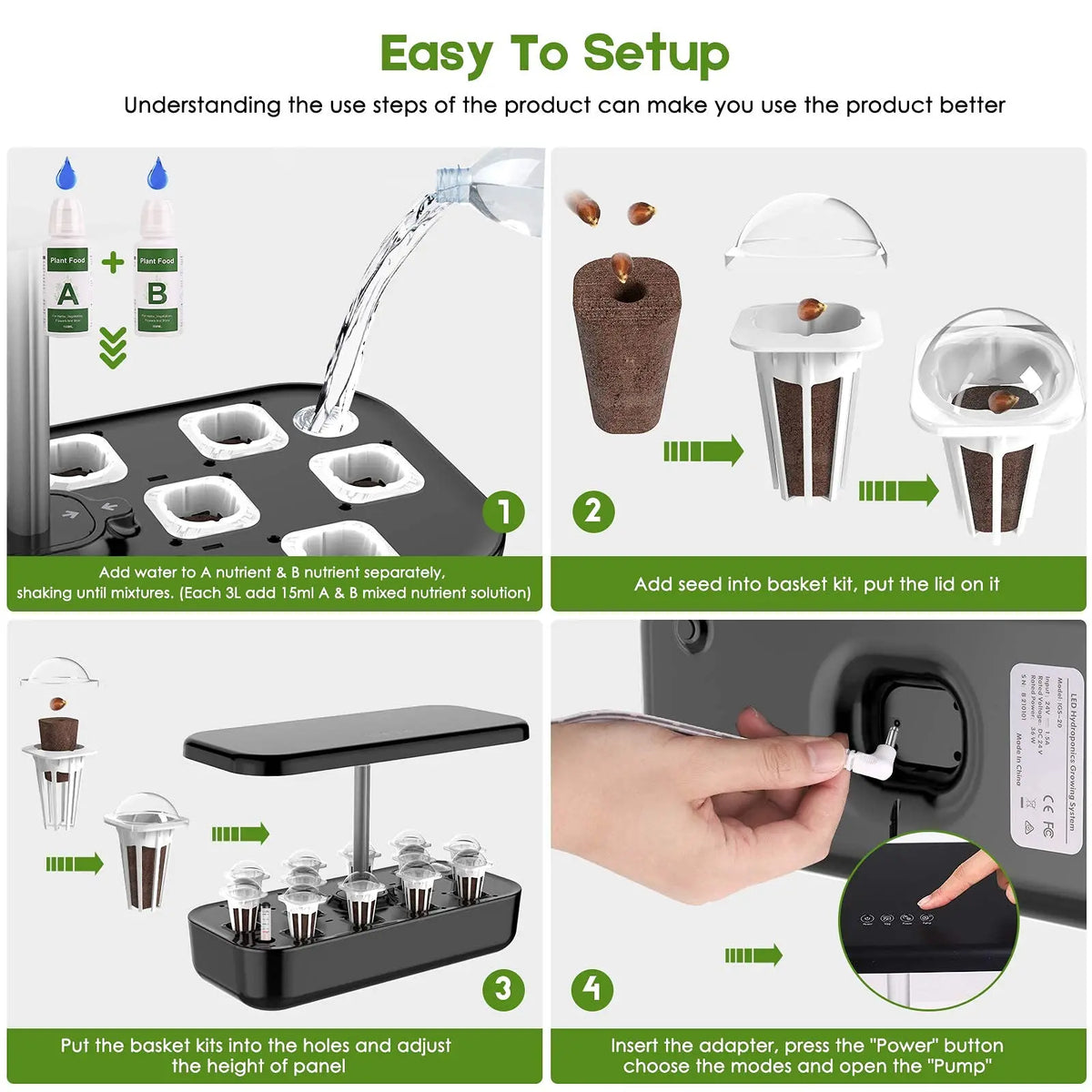 Hydroponics Growing System 12 Pods Indoor Herb Garden Kit Automatic Ti ...