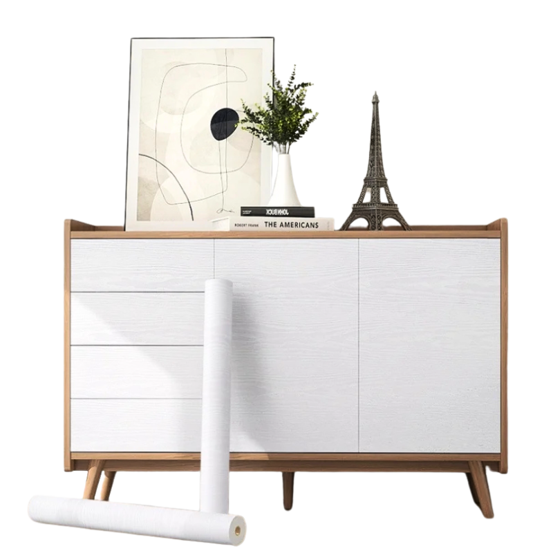 White Original Wood Grain Furniture PVC Self Adhesive Waterproof Decor ...