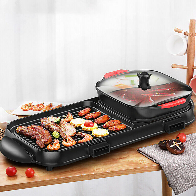 Food Party Hot Pot and Grill Electric Smokeless Grill with Separable  Cooking Plate Hotpot Korean BBQ Indoor Barbecue & Grill Shabu Shabu Pot