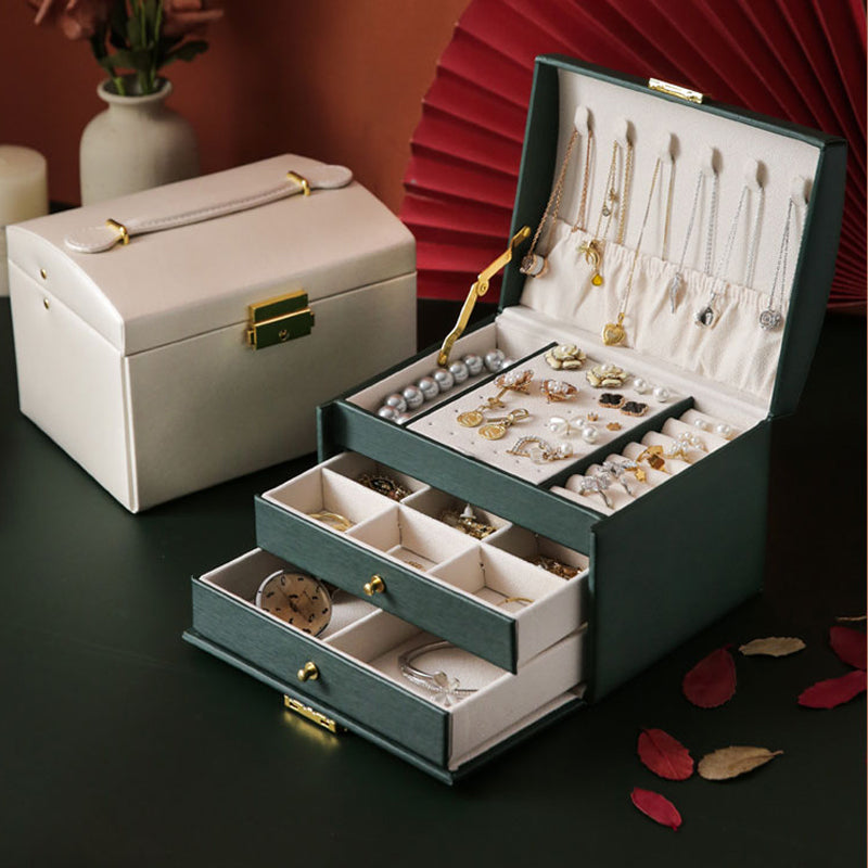 Highend Jewelry Box Earrings Necklace Storage Multilayer With Lock