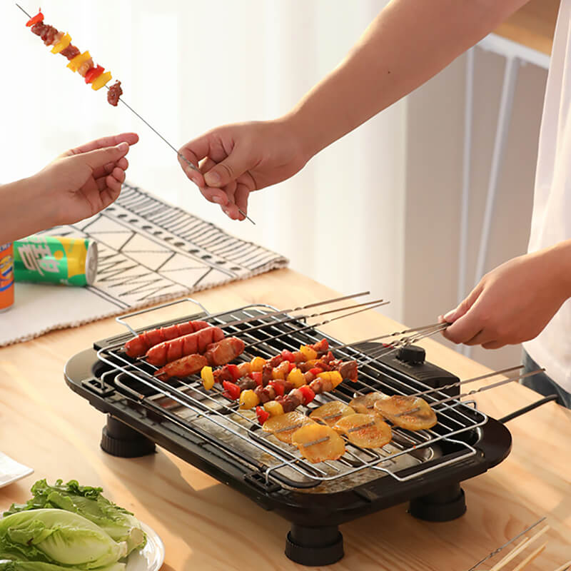 Home BBQ Smokeless Barbecue Electric Grill Pan Rack Indoor Machine BAB ...