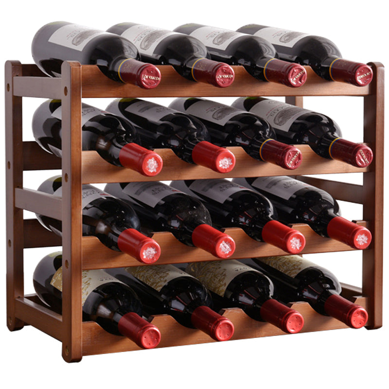 Grid Pattern Wine Rack Modern Minimalist Multi-bottle Wine Grid Rack Storage Bamboo Solid Woo ...