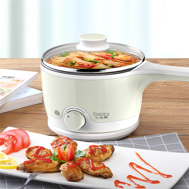 Elektrische hotpot met stomerkoker, 1,5L kleine elektrische kookpot Elektrische hotpot met stomerkoker, 1,5L kleine elektrische kookpot