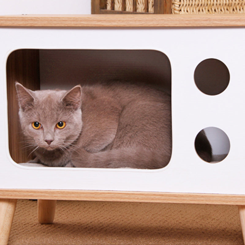 Small TV-shape Cat Nest Climbing Wooden Frame Removable Jumping