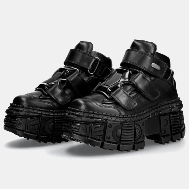 Women Dark Punk Chunky Shoes Platform Ankle Boots Gothic Style Lace Up ...