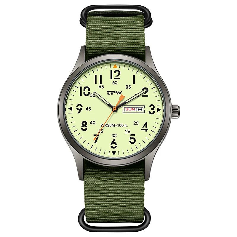 2026 TPW Field Watch Easy Reading Fabric Strap 24 Hours Display Quartz ...