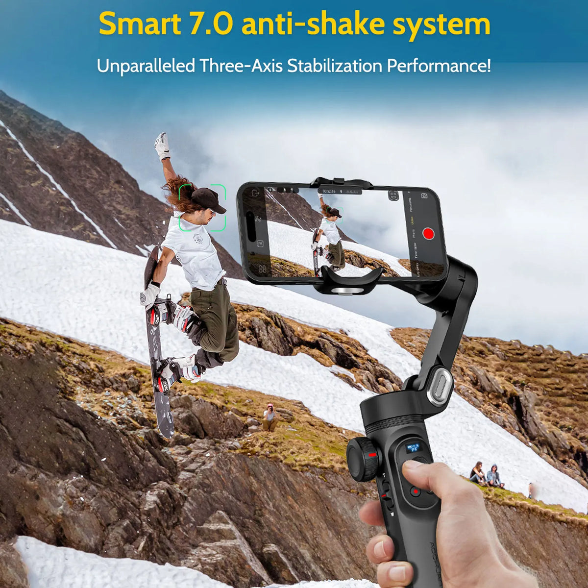 AOCHUAN Smart X Pro 3-Axis Smartphone Gimbal Stabilizer with LED Fill ...