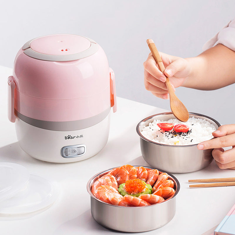 Portable Mini rice Cooker Electric Lunch Box Heating Insulation Stainl ...