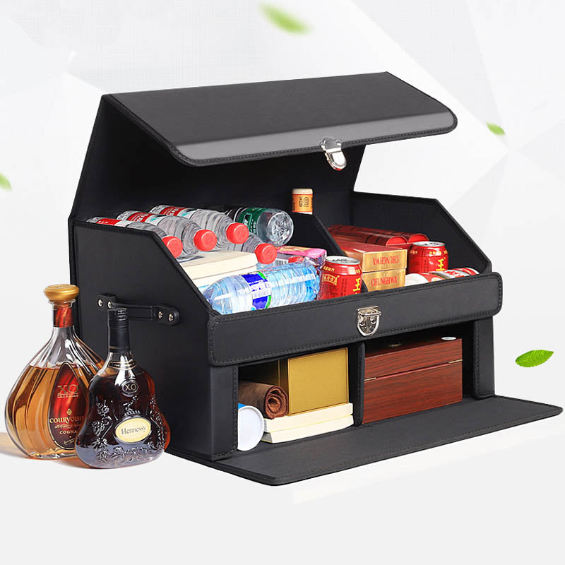 Car Vehicle Foldable Trunk Storage Box Geid Leather Double-layer Space ...