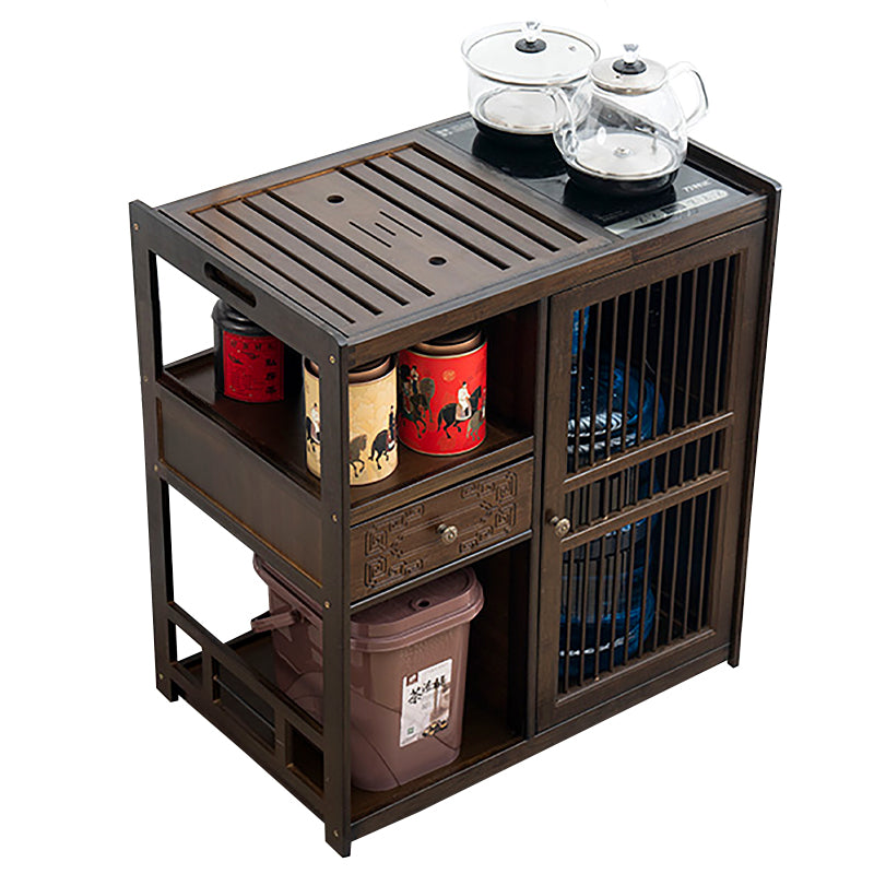 Bamboo Mobile Tea Cart Small Table Home Balcony Tea Set Tray Kettle Ca ...