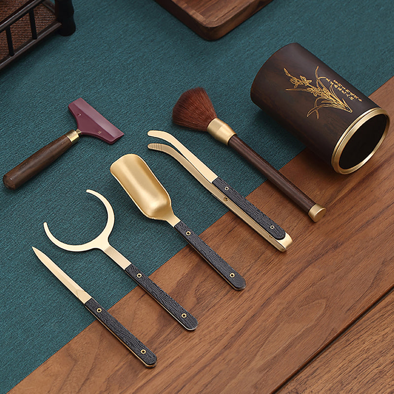 Kung Fu Tea Making Tool Ceremony Six Gentlemen Set Ebony Solid Wood Po ...