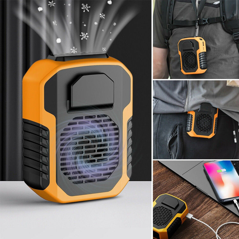 Work Fans Portable 2 in 1 Outdoor Waist-hanging Portable Work Fan Mobile Power Bank Charg ...