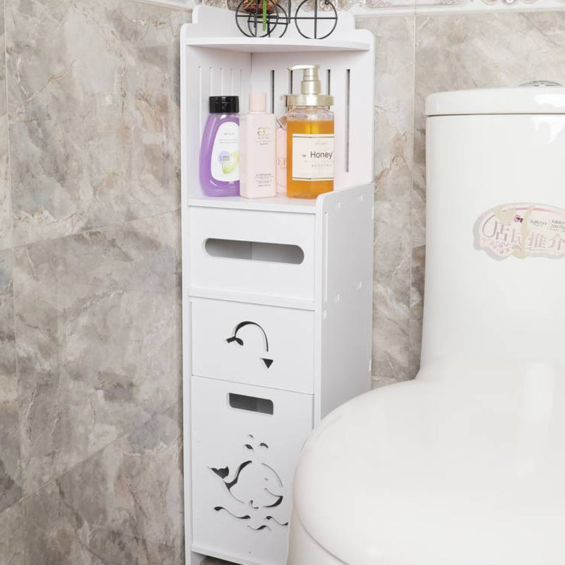 Bathroom Side Corner Toilet Rack Cabinet Narrow Shelf Floor Storage Lo ...