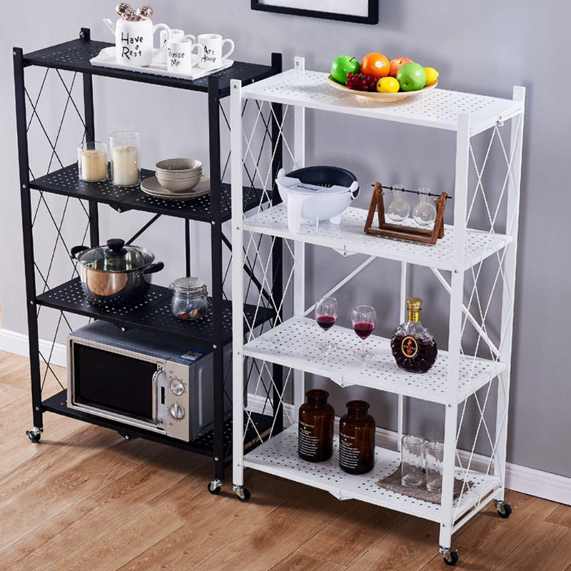 Multi-layer Folding Kitchen Shelf Trolley Oven Storage Rack Installati ...
