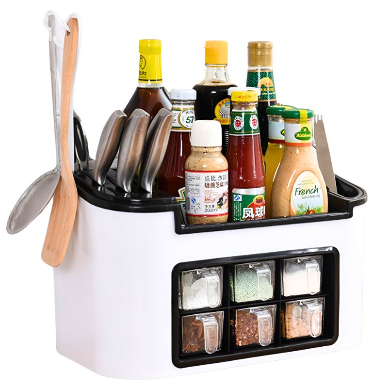 Multi-purpose Spice Rack Condiments Box Jar Kitchen Bottle Utensils St ...